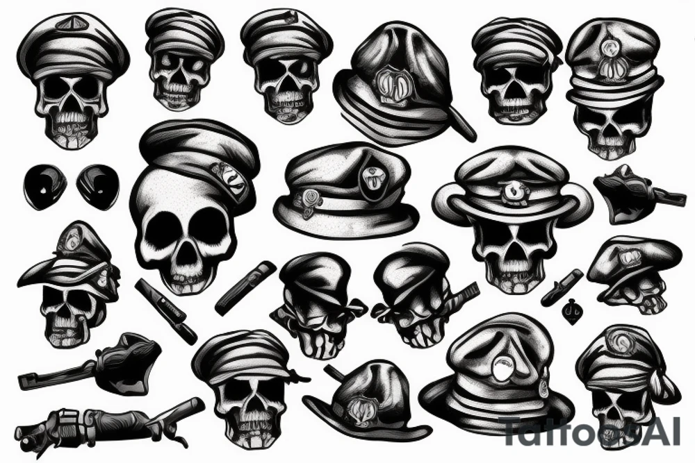 skull with army beret tattoo idea