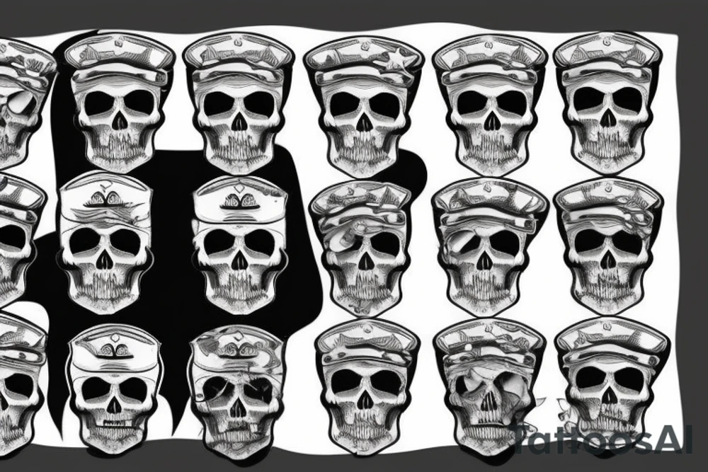 skull with army beret tattoo idea