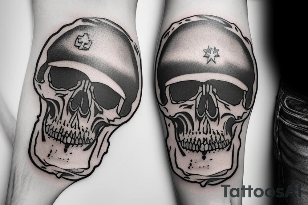 skull with army beret tattoo idea