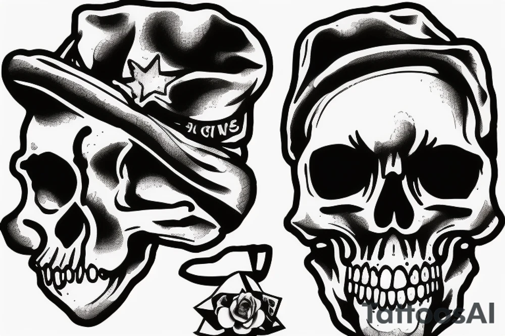 skull with army beret tattoo idea
