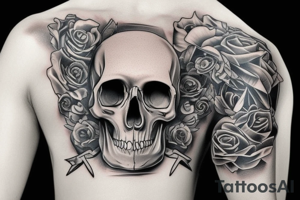 skull with army beret tattoo idea