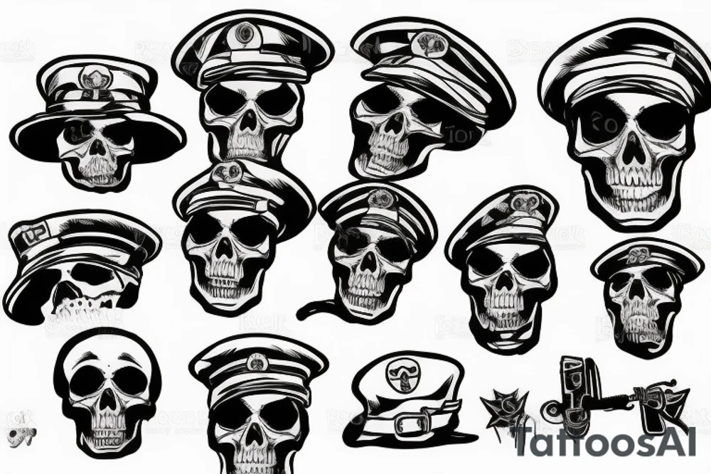 skull with army beret tattoo idea