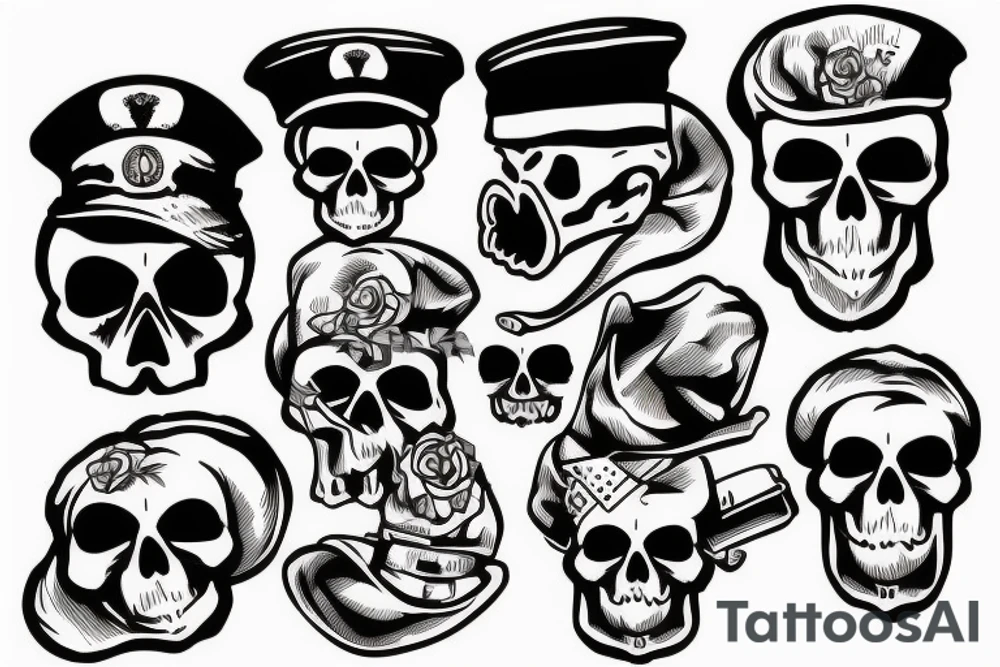 skull with army beret tattoo idea