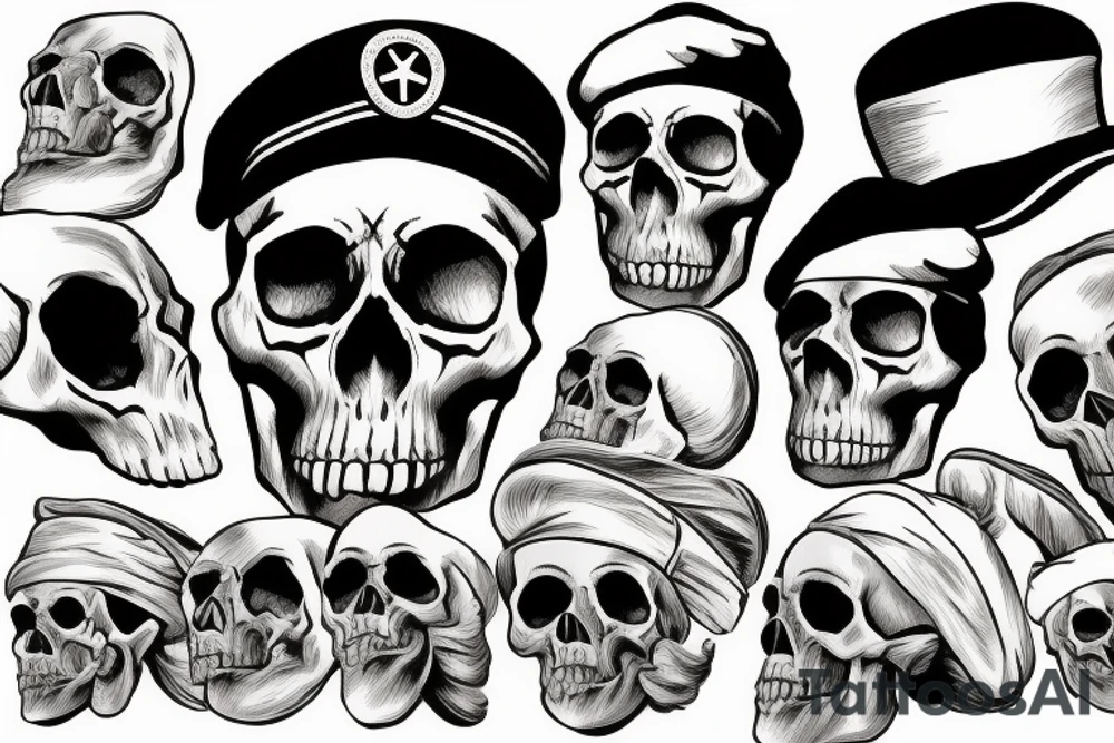 skull with army beret tattoo idea