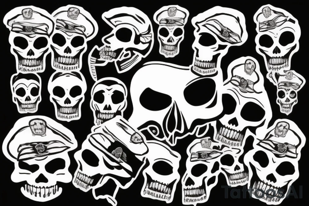 skull with army beret tattoo idea