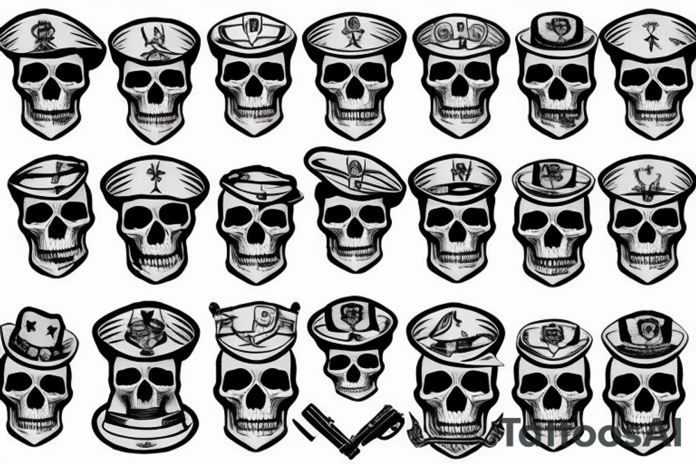 skull with army beret tattoo idea