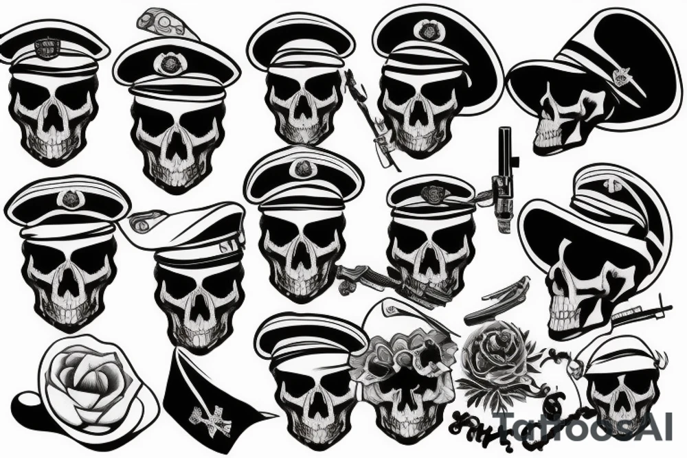 skull with army beret tattoo idea