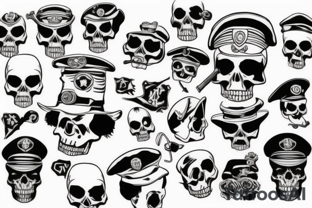 skull with army beret tattoo idea