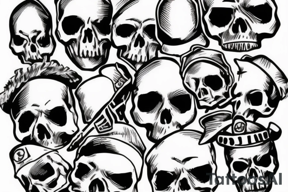 skull with army beret tattoo idea