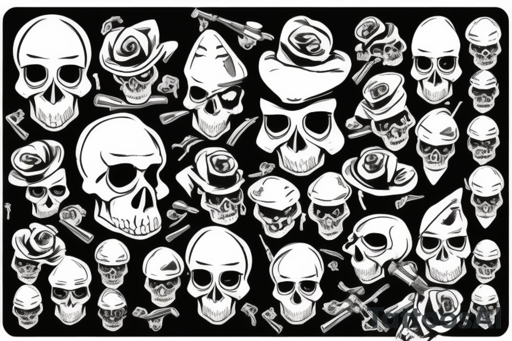 skull with army beret tattoo idea
