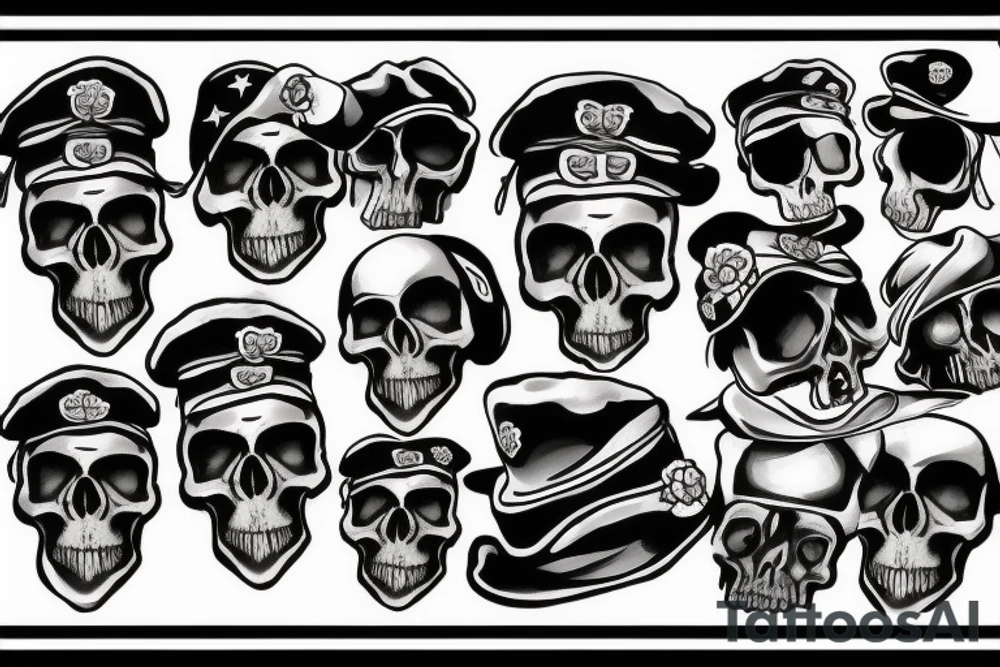 skull with army beret tattoo idea