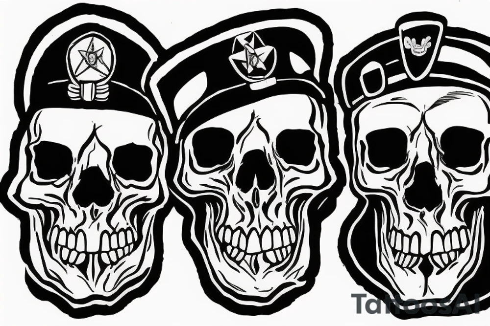 skull with army beret tattoo idea