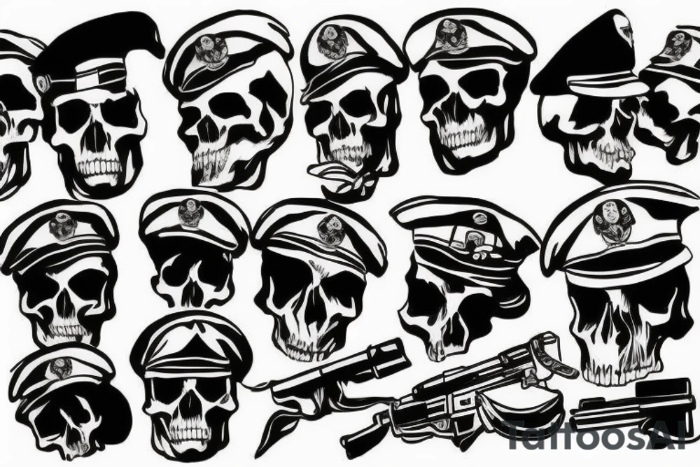 skull with army beret tattoo idea