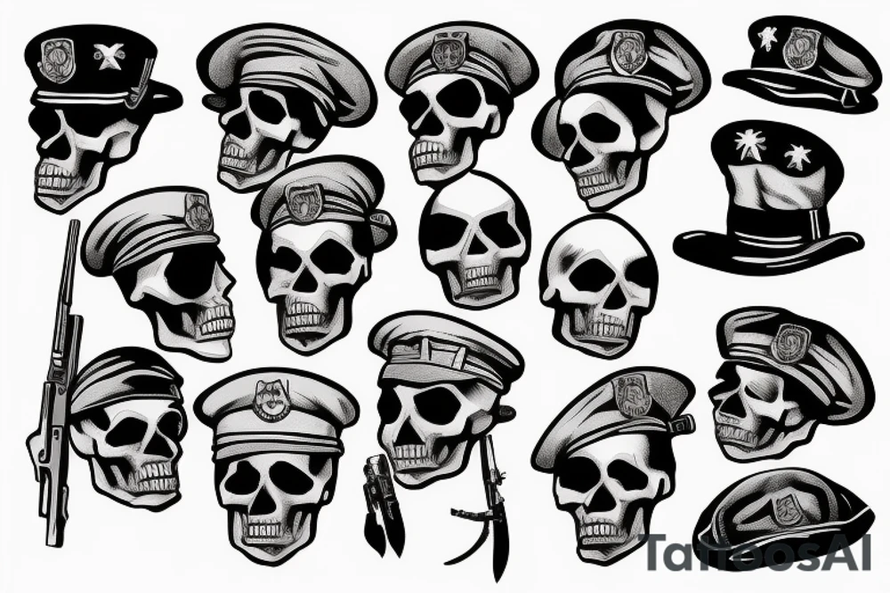 skull with army beret tattoo idea