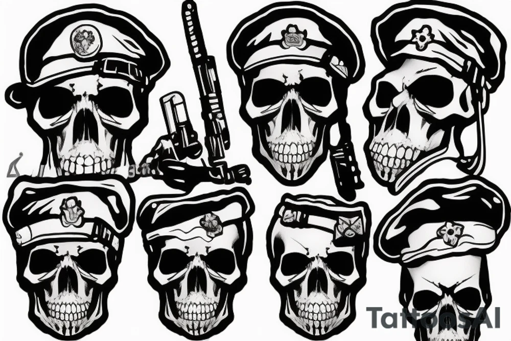 skull with army beret tattoo idea