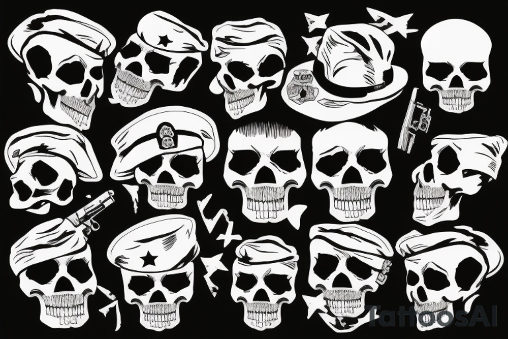 skull with army beret tattoo idea