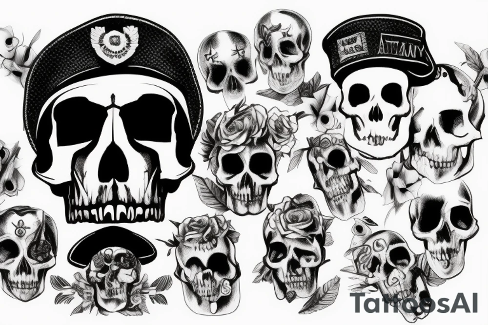 army hat skull tattoo idea