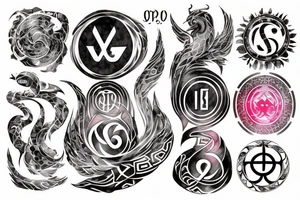with glitch effect, watercolor one ancient symbol meaning freedom and ability see what others cannot Cypher names Oleksii iryna and artem tattoo idea