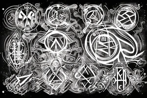 with glitch effect, watercolor one ancient symbol meaning freedom and ability see what others cannot Cypher names Oleksii iryna and artem tattoo idea