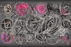 with glitch effect, watercolor one ancient symbol meaning freedom and ability see what others cannot Cypher names Oleksii iryna and artem tattoo idea