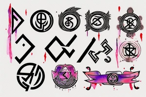 with glitch effect, watercolor one ancient symbol meaning freedom and ability see what others cannot Cypher names Oleksii iryna and artem tattoo idea