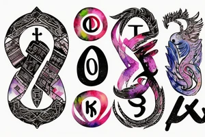 with glitch effect, watercolor one ancient symbol meaning freedom and ability see what others cannot Cypher names Oleksii iryna and artem tattoo idea