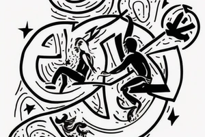 small sketch for tatoo with man climbing from black hole Cypher names Oleksii iryna and artem

Make it minimalist tattoo idea
