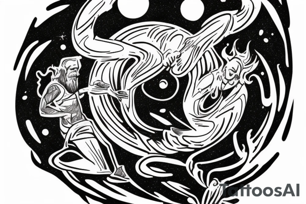 small sketch for tatoo with man climbing from black hole Cypher names Oleksii iryna and artem

Make it minimalist tattoo idea
