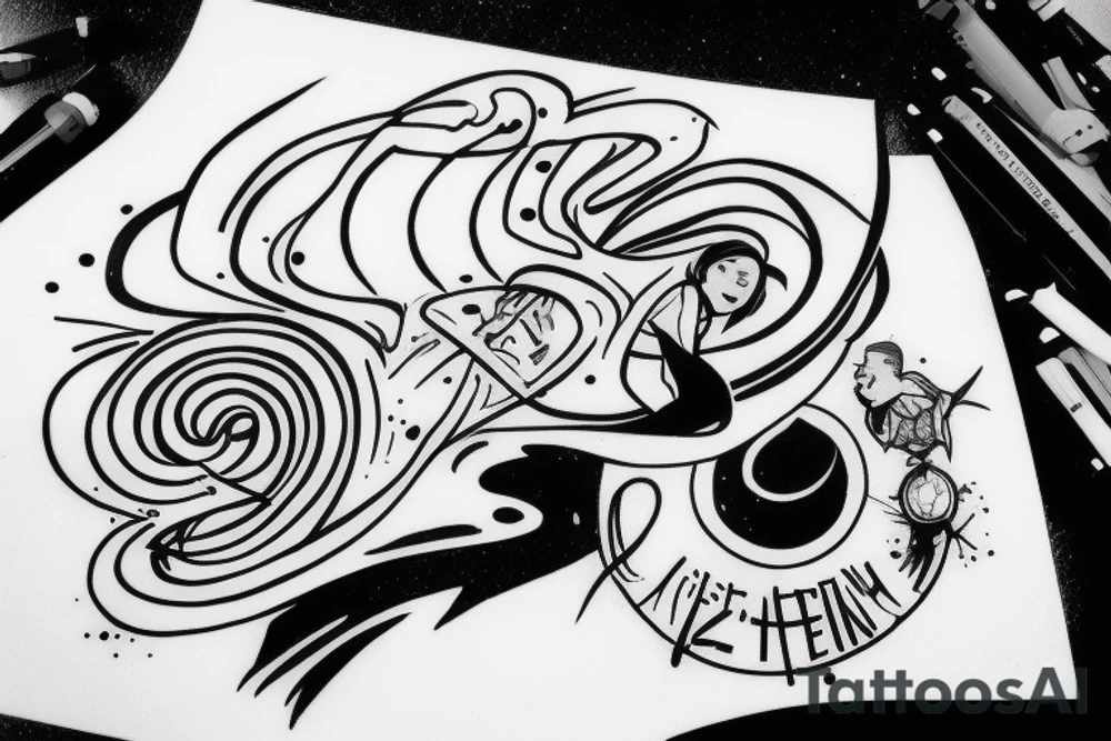 small sketch for tatoo with man climbing from black hole Cypher names Oleksii iryna and artem

Make it minimalist tattoo idea