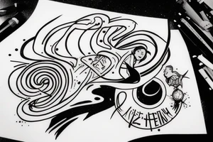 small sketch for tatoo with man climbing from black hole Cypher names Oleksii iryna and artem

Make it minimalist tattoo idea