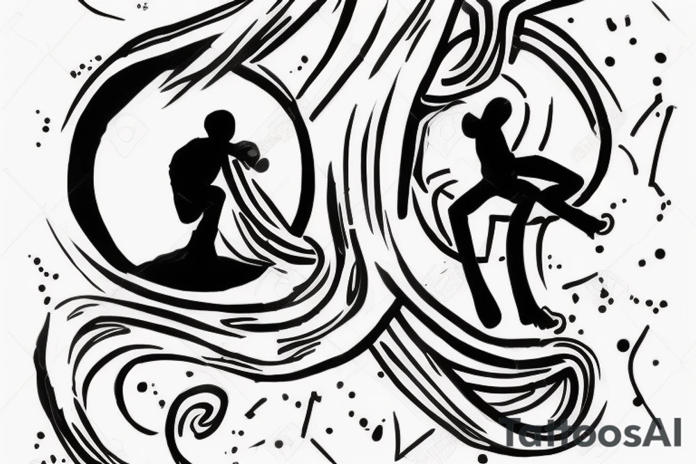 small sketch for tatoo with man climbing from black hole Cypher names Oleksii iryna and artem

Make it minimalist tattoo idea