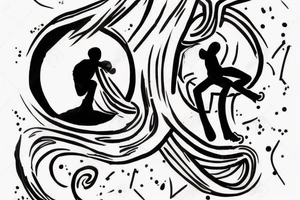 small sketch for tatoo with man climbing from black hole Cypher names Oleksii iryna and artem

Make it minimalist tattoo idea