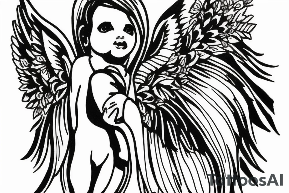 baby angel tattoo idea