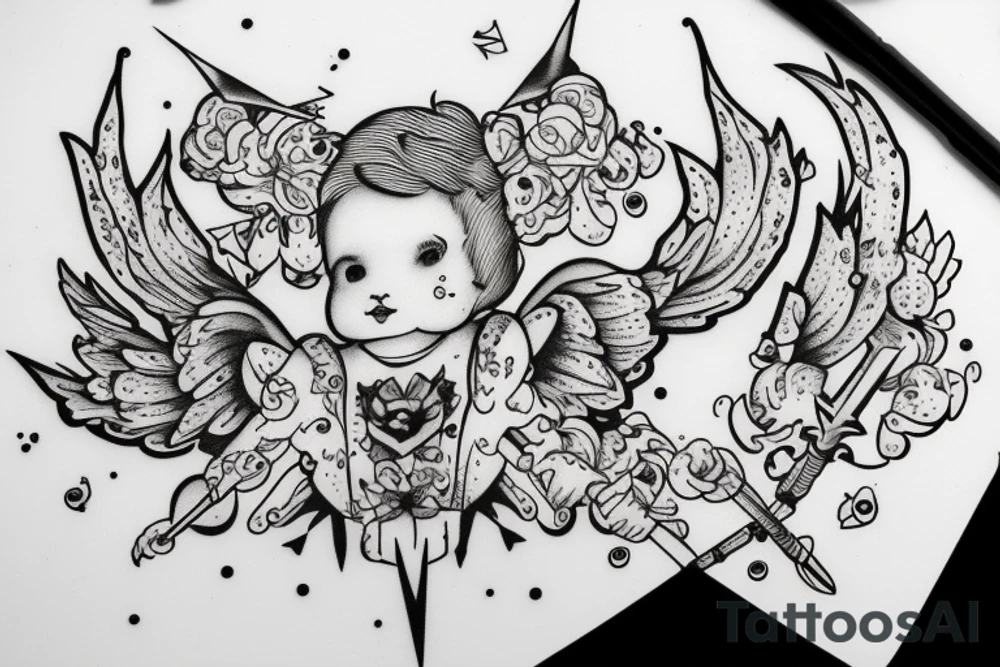 cherub with arrow tattoo idea