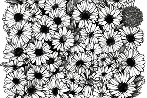 a bouquet of the following flowers: Larkspur, Aster, Marigold, Chrysanthemum, Holly
Acts 27:22-23 in the bouquet tattoo idea