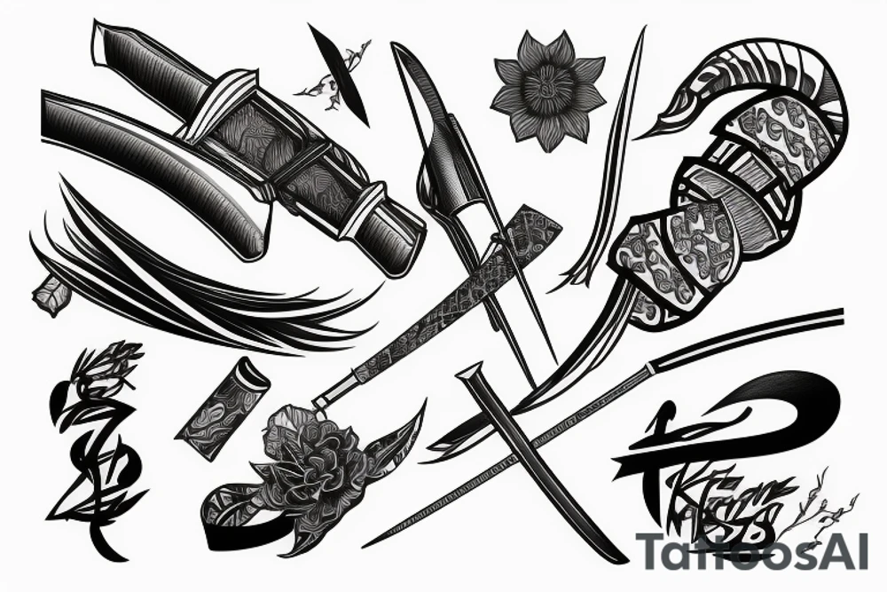 katana straight sharp tattoo idea
