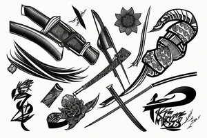 katana straight sharp tattoo idea