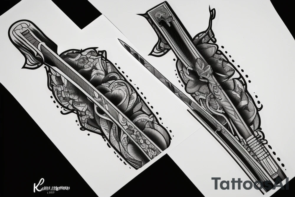 katana straight sharp tattoo idea