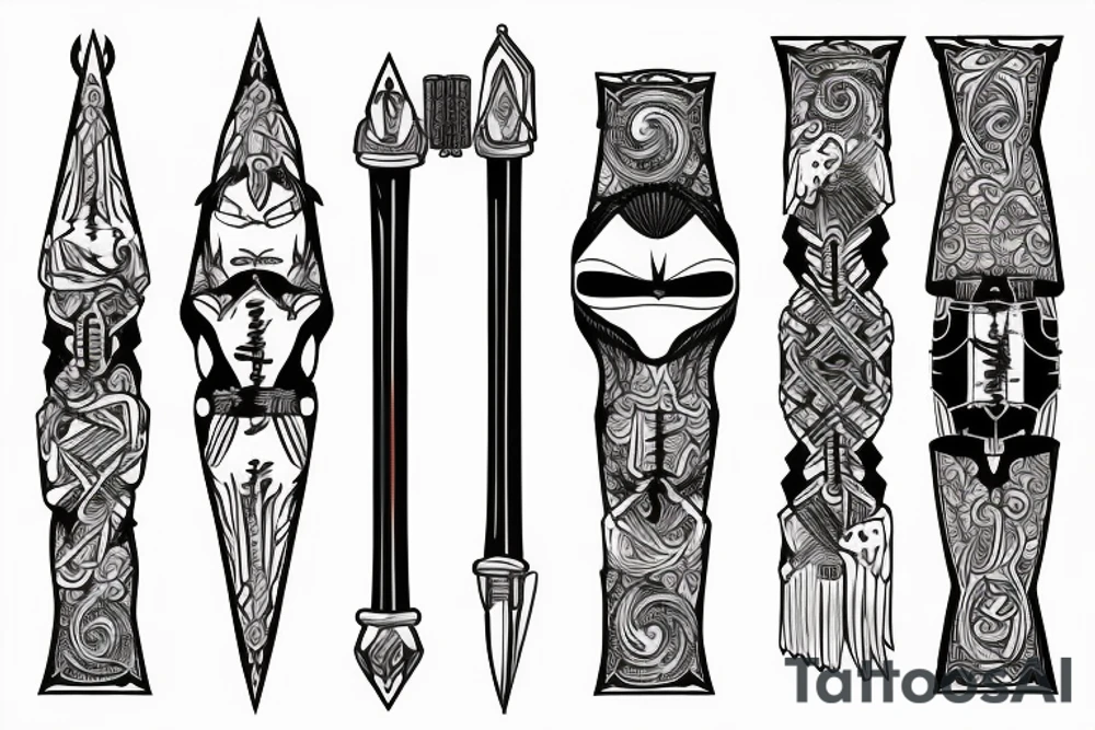 katana straight sharp long tattoo idea
