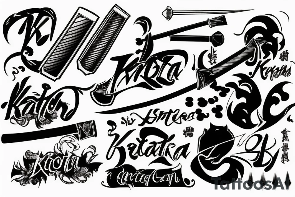 katana straight sharp long tattoo idea