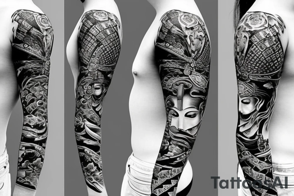 katana samurai style women tattoo idea