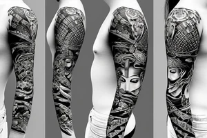 katana samurai style women tattoo idea