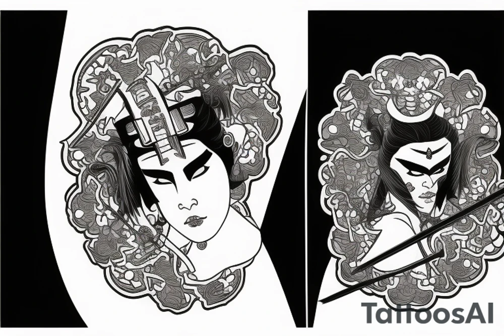 katana samurai style women tattoo idea