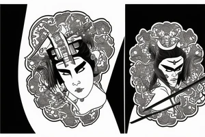 katana samurai style women tattoo idea