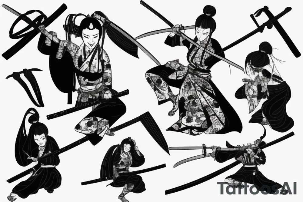 katana samurai style women tattoo idea