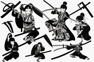 katana samurai style women tattoo idea