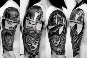 katana samurai style women tattoo idea