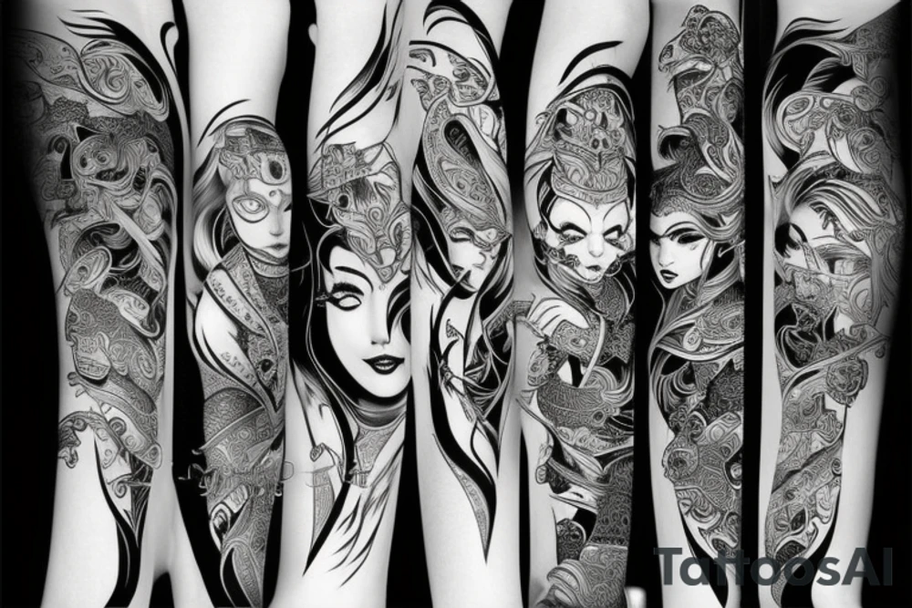 katana black long tattoo idea