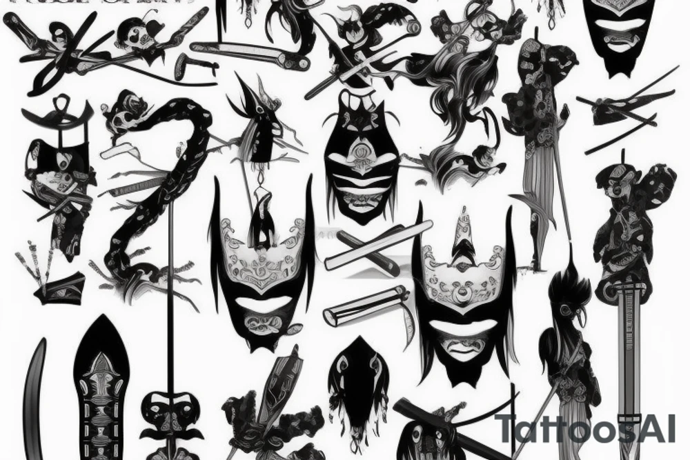 katana black long tattoo idea