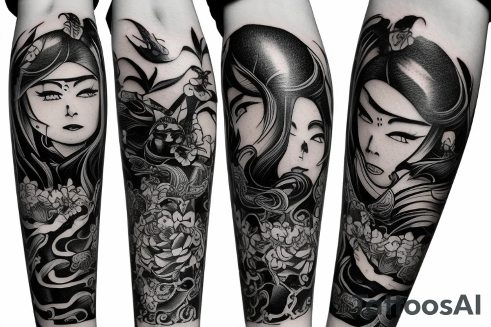 katana black long tattoo idea